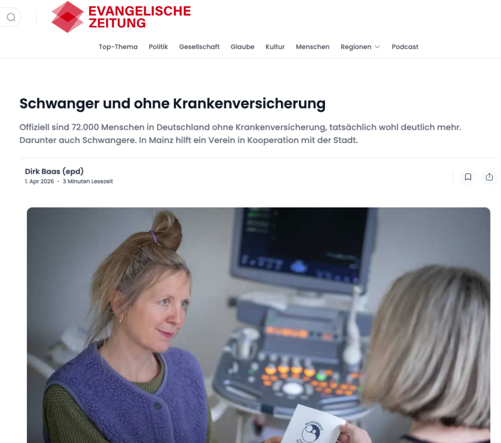 Screenshot vom Artikel in der evangelischen Zeitung